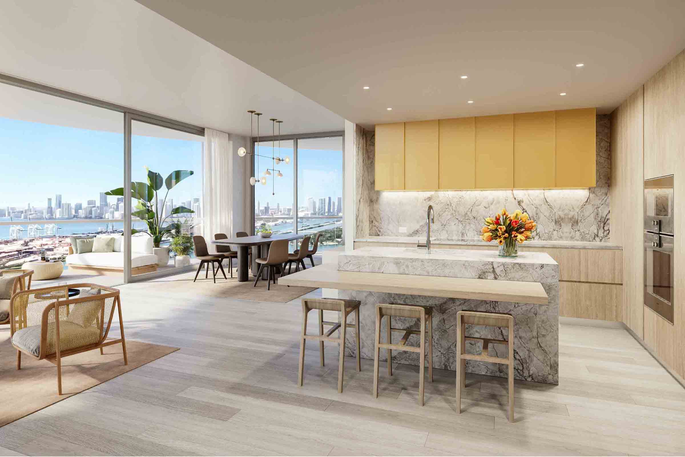 Rendering of Five Park Miami Beach Kitchen